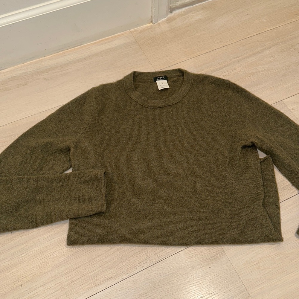 Green khaki cashmere sweater from JCrew